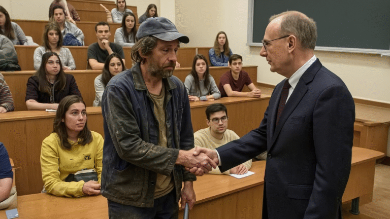 University Lecture: Janitor Ignored Until Dean Interrupts Speech to Shake His Hand